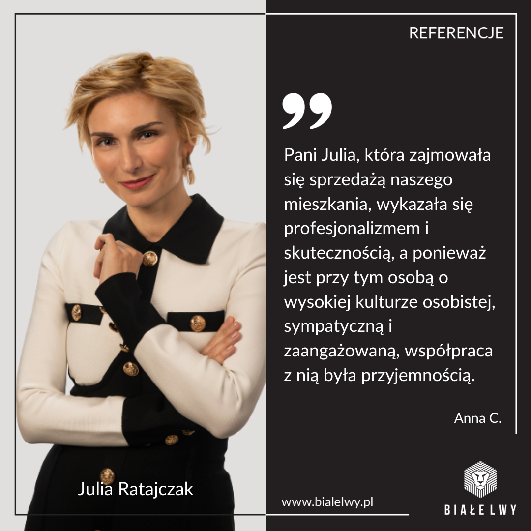 Julia Ratajczak, referencja, opinia Białe Lwy nieruchomości warszawa biuro agencja